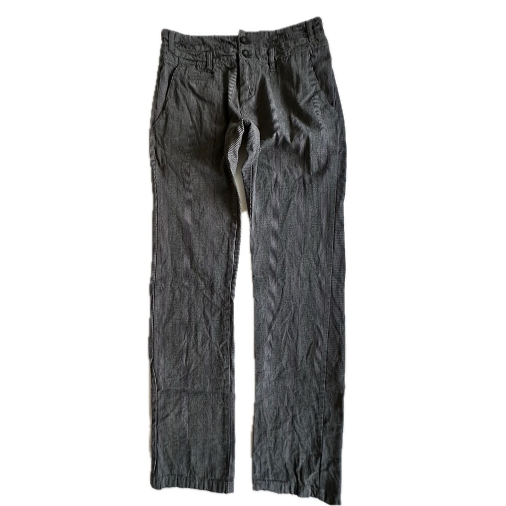 Y2K Desigual Boho Grey Pinstripe Pants Double Button Waist Size 10 EU 30